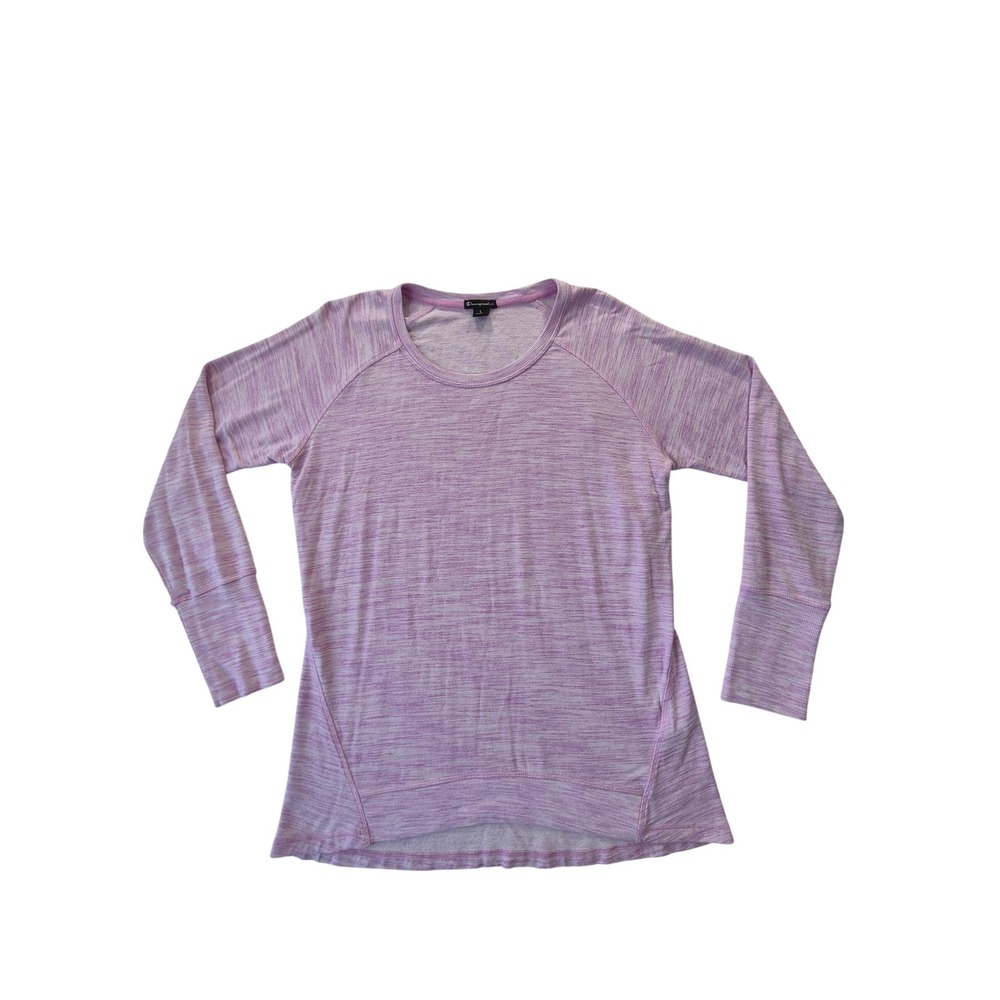 Champion Elite Womens Space Dye Raglan Long Sleeve Pullover Top Purple Large